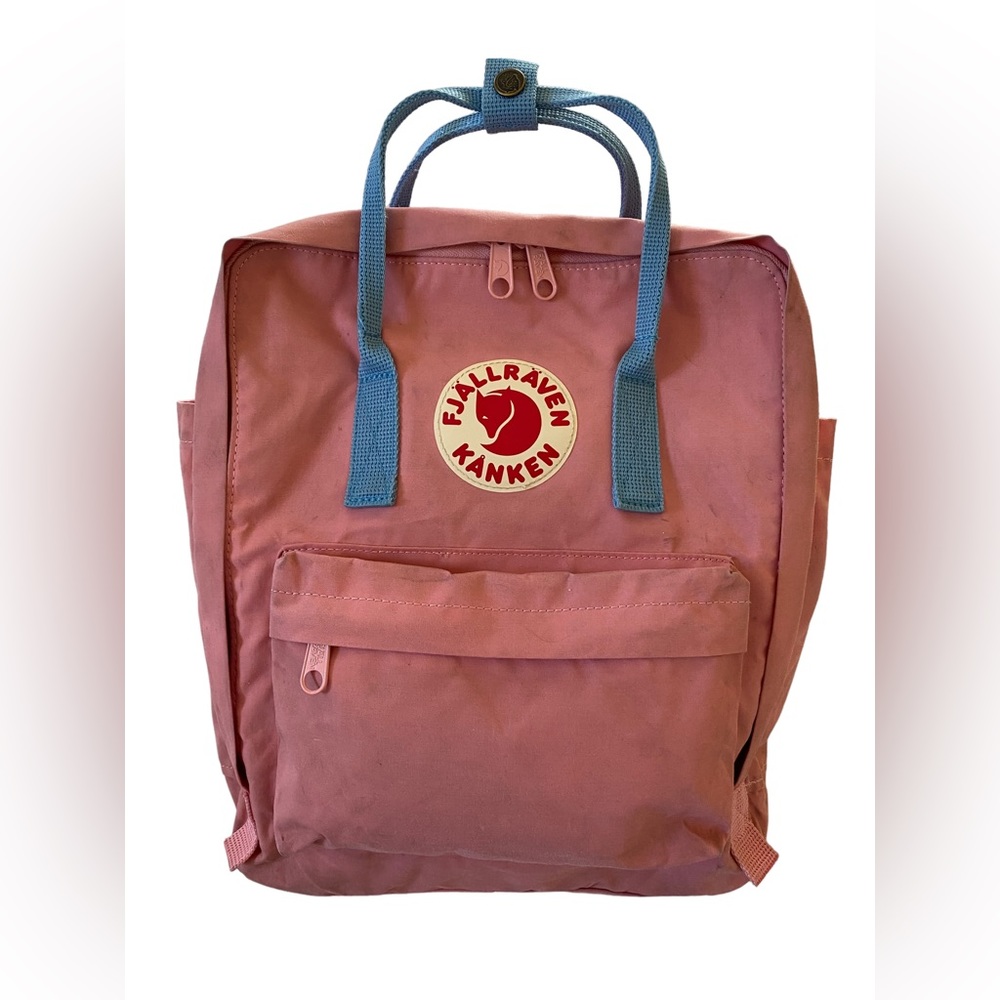 Fjallraven Kanken Backpack Pink with Blue straps
